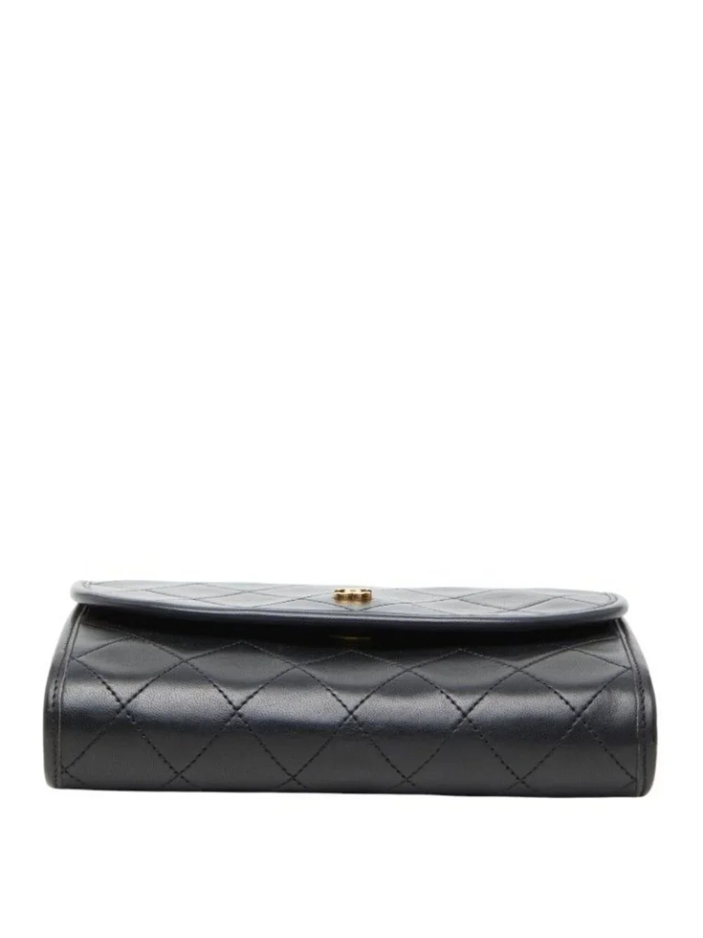 Chanel CC Logo Quilted Mini Chain Shoulder Bag Black Gold Lambskin Plated